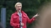 Russia -- Russian TV-presentor Tetiana Lazareva during the demonstration against Shukhov tower demolition in Moscow on May 29, 2014