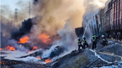 Smolensk Region. Fire on the railway tracks. Photo by the Ministry of Emergency Situations.