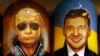 Матрешки с изображением Владимира Путина и Владимира Зеленского